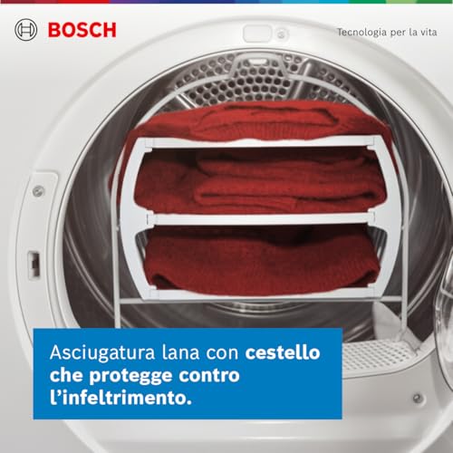 Bosch WQG243C0II Serie 6 Asciugatrice a pompa di calore, 9 kg, Classe energetica C, Sensori di asciugatura, Riduce le pieghe e facilita la stiratura, Cestello per capi in lana, Bianco, 60 Cm - Dettaglio recensione 4