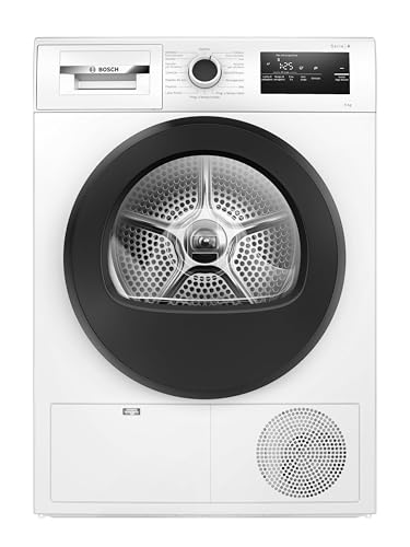 Bosch WTH85298II Serie 4 Asciugatrice smart a pompa di calore, 8 kg, Classe energetica E, Sensori di asciugatura intelligenti, Filtro semplice da pulire, Consumi ridotti,Bianco, 60 Cm - Design e materiali
