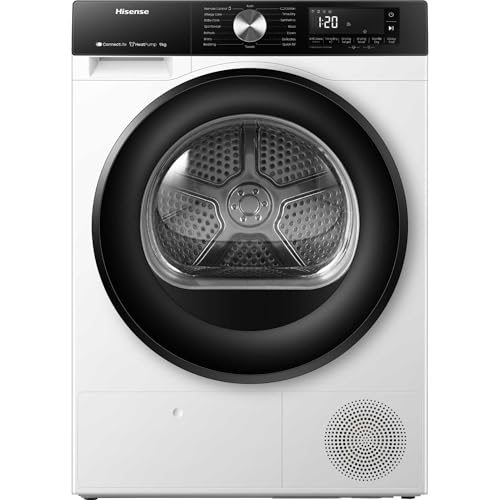 Hisense DH3S902BW3 - Asciugatrice, 9 kg, asciugatura automatica, asciugatura rapida, asciugatura rapida, asciugatura allergy care, asciugatura anti grovigli, scaffale di asciugatura, bianco - Design e materiali
