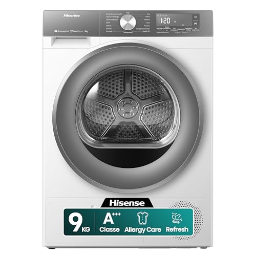 Hisense DH3S902BWCCA Asciugatrice A Pompa Di Calore, 9 Kg, A+++/C, Bianco/Silver, Big Display, 16 programmi, Refresh,WiFi, Porta Reversibile - Design e materiali