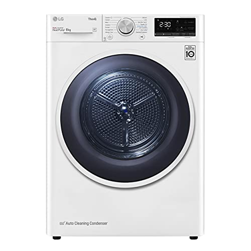 LG RH80V9AVHN Asciugatrice Smart a Carica Frontale 8 Kg, Classe C, Condensazione con Pompa di Calore, Wi-Fi con SmartThinQ, Eco Hybrid, Allergy Care, 60 x 69 x 85 cm - Bianco - Design e materiali
