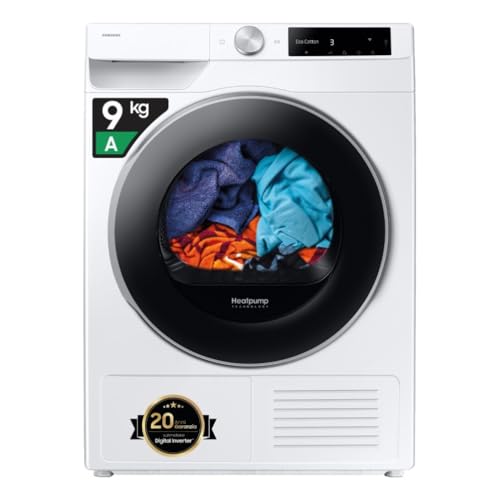 Samsung Asciugatrice AI Control DV90DG6845LE/U3, 9 kg, Pompa di Calore, Wifi, AI Dry+, Air Wash, Tecnologia Optimal Dry, Carica Frontale, 60L x 85H x 60P cm - Design e materiali