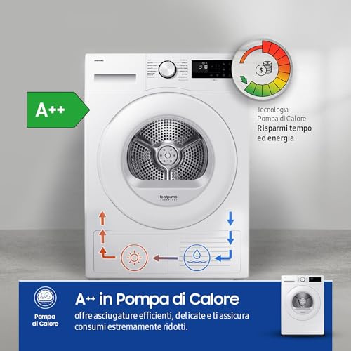 Samsung Asciugatrice Crystal EcoDry DV80CGC0B0TE/ET, 8 kg, Pompa di Calore, Wifi, Sensore Optimal Dry, Filtro 2 in 1, Carica Frontale, 60L x 85H x 60P cm - Dettaglio recensione 4